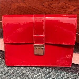 Miu Miu Red Pouch Patent Gold clasp Clutch Cosmetic Bag